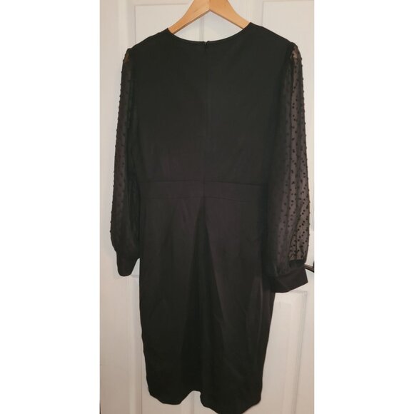 Grace Karin Womens Black Sheer Sleeve V-Neck Dress Size L - Picture 2 of 5